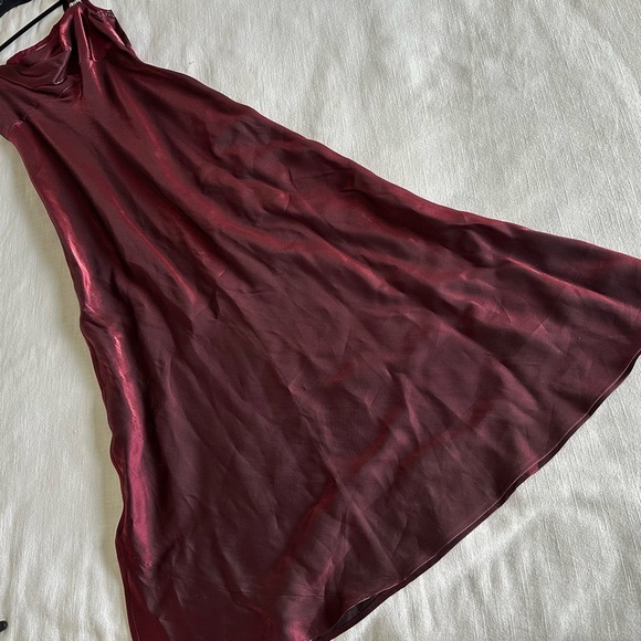 Cachet Vtg Glam Gala Dress Prom Gown Sz 12 Satin Metallic Burgundy Whimsigoth - Picture 4 of 14